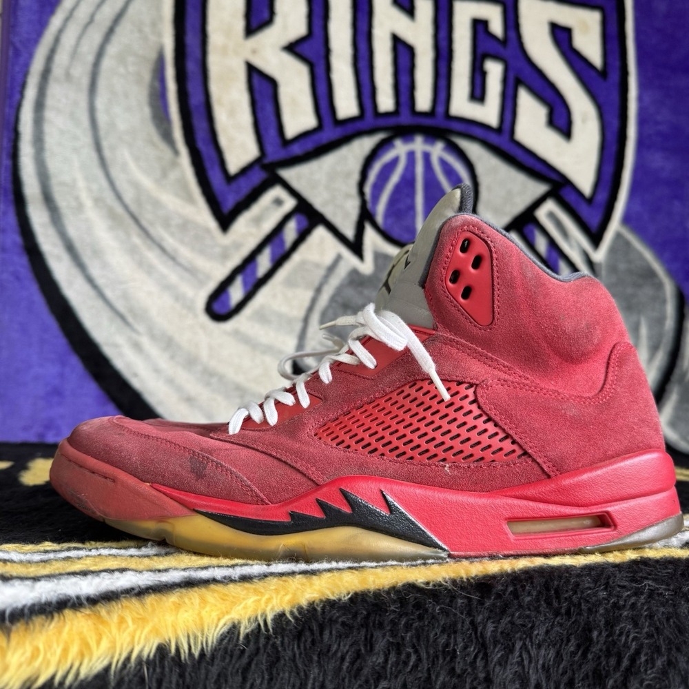 Size 13 - Air Jordan 5 Retro 136027-602 Mens Shoes Red Suede Sneakers